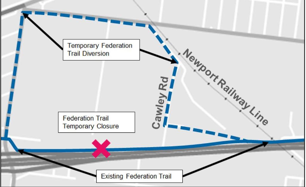 The diversion of the Federation Trail is illustrated in Figure 5 below.