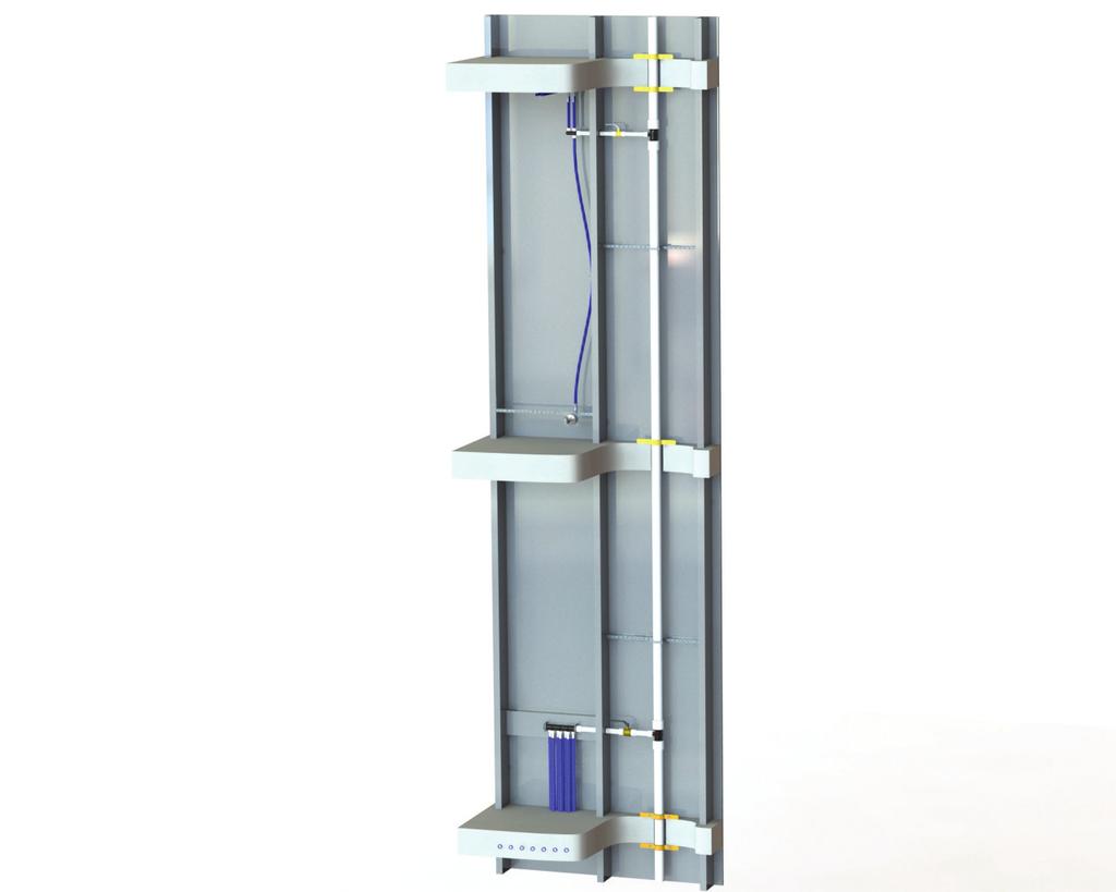 Plumbing Riser Detail Uponor AquaPEX pipe risers Appropriate firestop material (must be Uponor AquaPEX compatible) Use appropriate floor assembly per code Overhead plumbing distribution ProPEX EP tee