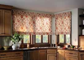 We also offer woven woods (for Roman shades) and painted or stained wood or aluminum (for Venetian