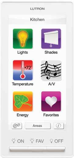 And with one touch of the Energy button, you can dim lights, lower shades, and reduce heating or cooling.