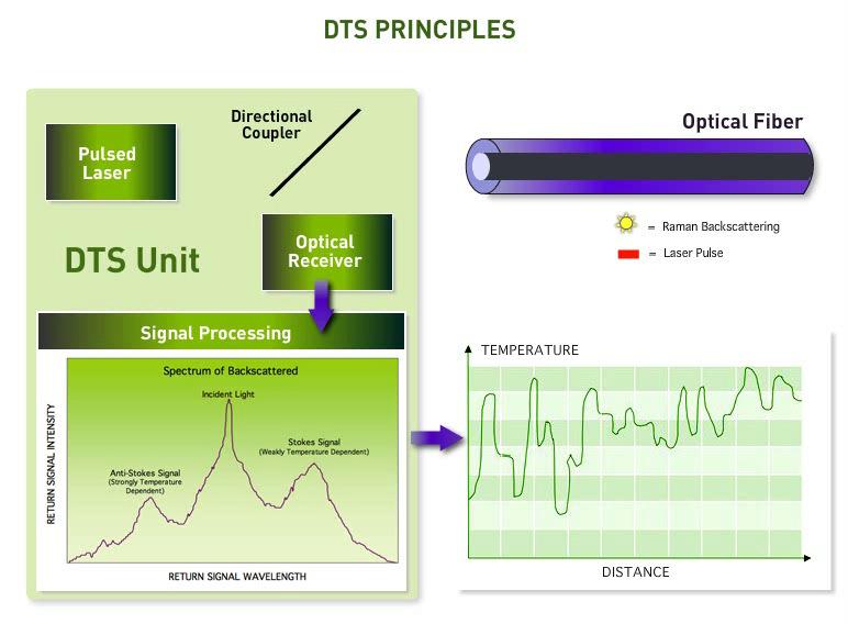 DTS Measurement Principle Principle Spectrum annotation by SensorTran Main Specification Item DTSX200(Mid-Range) Specification DTSX3000(Long Range) Distance range 6km 10, 16, 20, 30, 50Km Performance