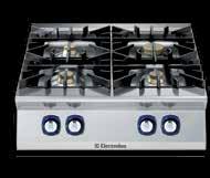 46 900XP & 700XP Gas Burners 1-piece pressed work top in stainless steel (2mm for 900XP - 1,5mm for 700XP) with smooth rounded corners Exterior panels in stainless steel with Scotch-Brite finishing