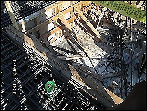 one of the mechanical block outs of the deck. A spark from the cutting operations fell on a plastic bottle and some cardboard igniting the pile.