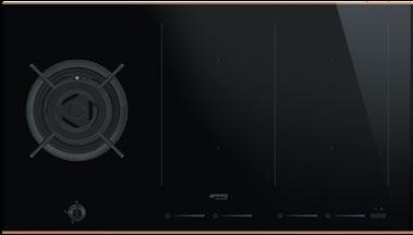 DOLCE STIL NOVO GAS INDUCTION HOB 90 CM GAS & INDUCTION HOB PM6912WLDR (Vitroceramic black glass with copper trim) Schott Ceran Suprema black glass with straight edge 4 cooking zones (each with