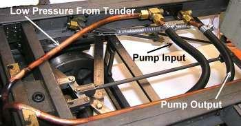 The pipe to the tender is similar to the pipe for the hand pump described previously.