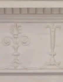 A simpler version of the fireplace on pages 8 9, it has the same proportions and ornamentation but without the lion on the frieze.