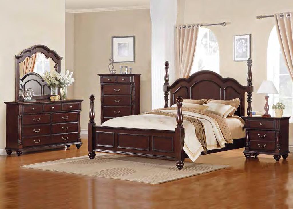 The Townsford Collection features unique turnings on the headboard and footboard posts with classic scalloped framing rounding out the bed design.