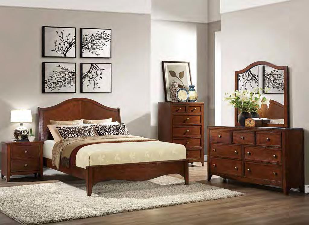 VERITY COLLECTION Timeless style is captured in the transitional Verity Collection. The low-profile bed features gentle curves that carry on to the design of the coordinating case pieces.