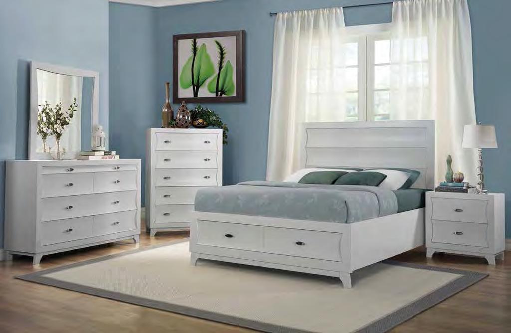 The Zandra Collection is available in pearl black finish and white finish. 2262BK-1 2262BK-4 2262BK-5 2262BK-6 2262BK-9 Queen Platform Bed with Footboard Storages HB: 55H FB: 19H 26 x 14.