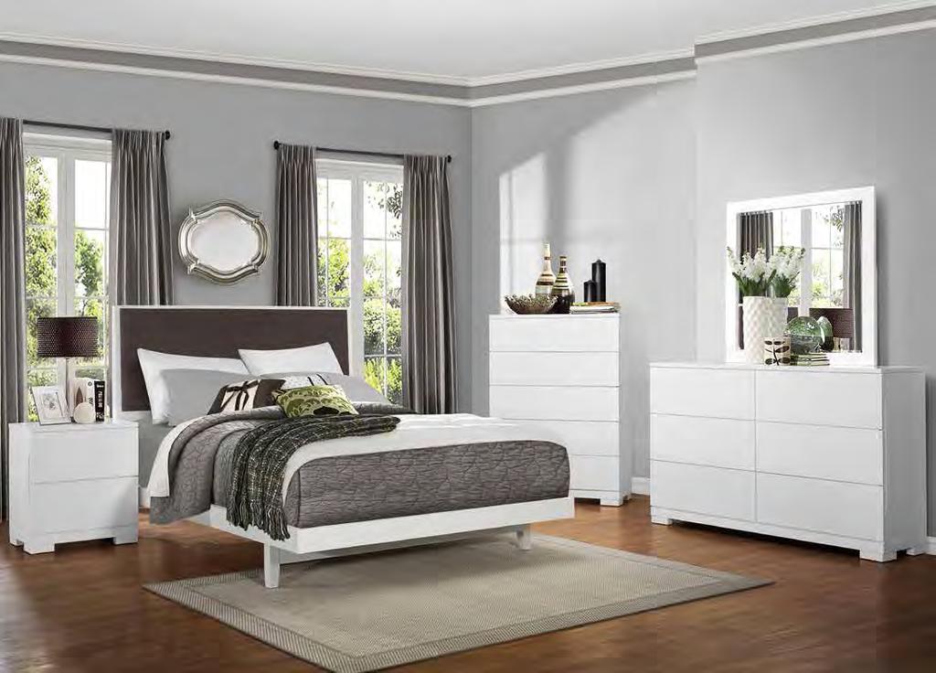 The padded neutral tone fabric insert of the headboard provides a natural complementary accent to the collection. 2278-1 2278-4 2278-5 2278-6 2278-9 HB: 52.5H FB: 12.