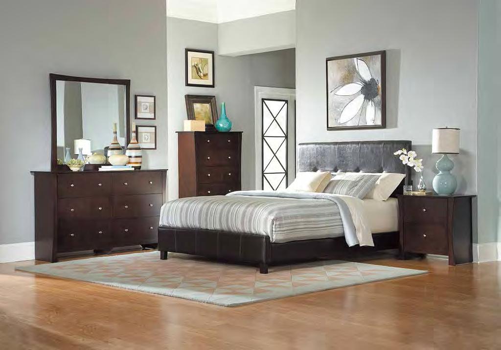 to achieve the modern look. Whether it is a hard contemporary or a softer transitional feel, your décor design options are wide open with this classic bedroom collection.