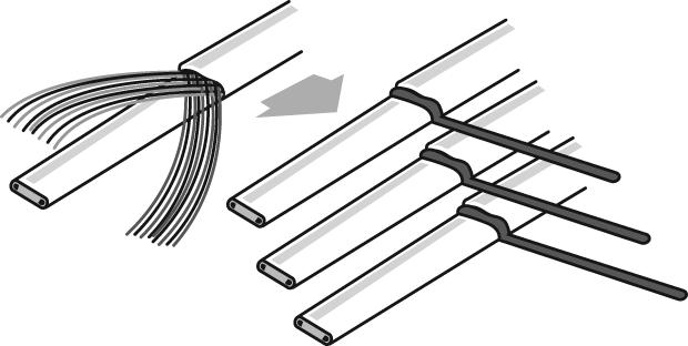 INSTRUCTION DETAILS SPLICE / TEE 1. Allow 12 (30.5 cm) of extra heating cable as shown. If necessary trim cables evenly. Note: all illustrations show a Tee connection.
