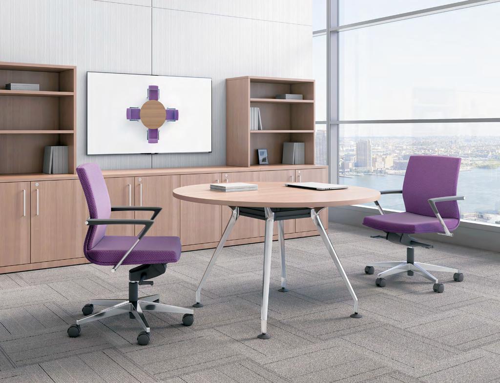 Harness technology and support teamwork both in-person and remotely. Collaborative tables are freestanding and can be used in open areas or against walls.