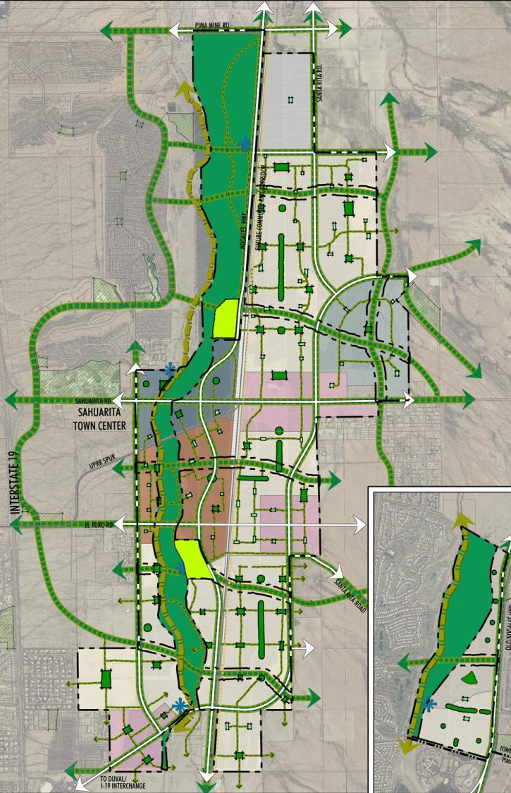 Open Space and Trails Approx. 2,100 acres of open space (over 1,000 in river corridor) 37% of total project area Consistent with O.S. Plans Linear Greenway Park Additional O.