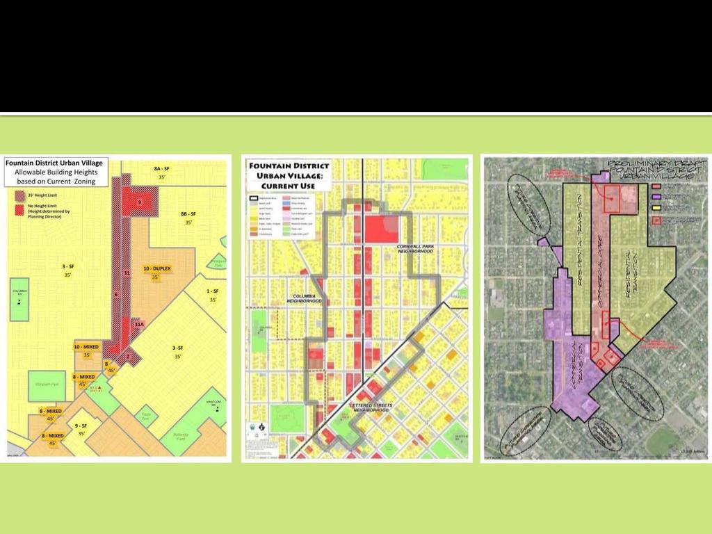Preliminary Proposed District Boundaries Fountain District Urban Village Allowable Building Heights based on Current Zoning ~~ ~ JS'R ;gh<umo -~~~ 8S1 NoHefttitU"' t ~ Bl ih!
