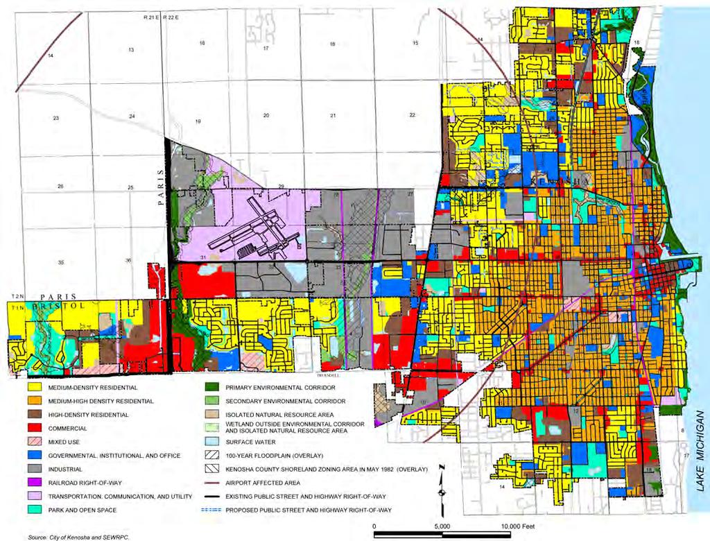 A Comprehensive Plan for the City of Kenosha: 2035 Executive Summary Page 1-8 Land Uses in the City of Kenosha In 2007, about 83 percent, or 14,029 acres of the City of Kenosha were in urban uses,
