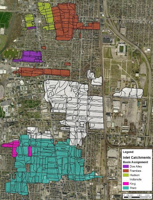 Pilot Area: Upper Olentangy Basin Green Infrastructure Solution Successful GI program should: Capture 65 MGD of runoff (TY storms) Has low cost to offset the cost of the local storages Six basins