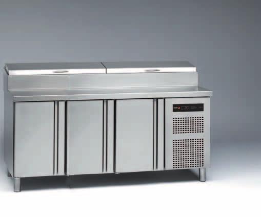 FAGOR INDUSTRIAL CATERING EQUIPMENT 2015 Compact pizza refrigerated counters - 700 range Neutral ingredient unit on the top with stainless steel cover (with fixed opening position).