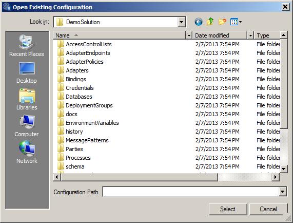 Within each folder, an XML formatted file represents a specific entity such as a Topic, Endpoint, Business Process, etc.