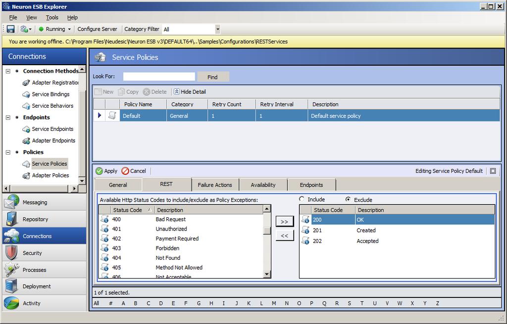 WSDL support for hosted services Neuron ESB is a powerful web service host. Services hosted by Neuron ESB (i.e. Client Connectors) can be directly configured within the Neuron ESB Explorer.