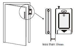 Tear apart the double-side adhesive tape on the magnet and the transmitter. Then adhere them to the appropriate position. Magnet should be near to the side of transmitter with indicator.