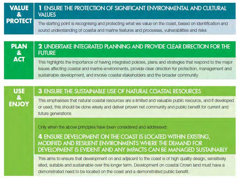 Figure 48 - Principles in the Victorian Coastal Strategy 2014 Desired outcomes and policy guidance arising from these four principles includes: The environmental value of coastal resources is
