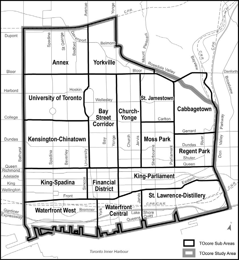 Map 1: Map of Downtown Neighbourhoods Beyond the 2012 to 2016 Development Pipeline, 39 projects were submitted to the City for consideration in 2017.