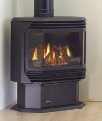 Standard Features Beautiful fire with glowing logs and platinum bright and Embaglow embers Black steel pedestal Pedestal side