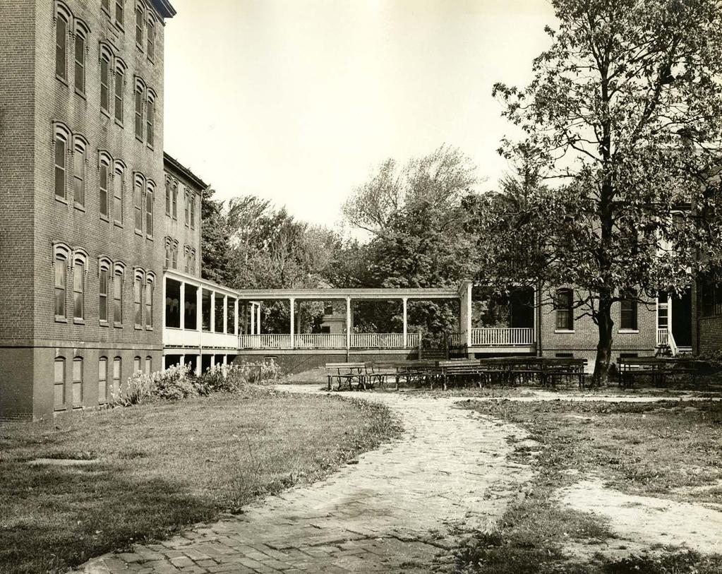 Figure IV.5: This 1968 image shows the character and the landscape features of the area surrounding the Relief Building (left) Allison B Building (Right) in Unit 1.