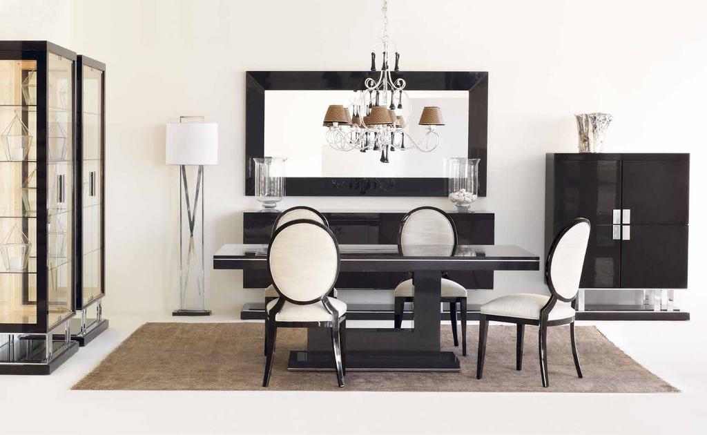AMBOAN Selection _ Dining room Rectangular Extendible Dining Table, Medaillon Chair, High Lamp and Sideboard
