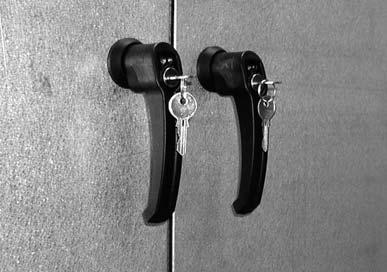 Handles are delivered as loose parts to prevent damages from transport. Handles must be mounted on doors with the lockable handle at the top, fig. 8.4.