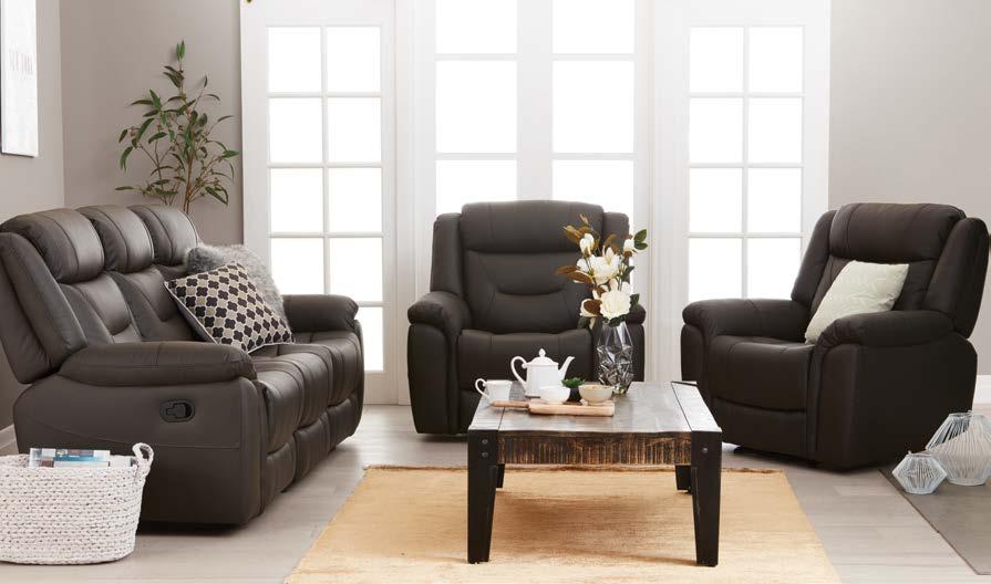 100% LEATHER 499 CITY LIVING COFFEE TABLE 100% LEATHER 6 2499 ROLAND RECLINER SUITE 3 piece suite