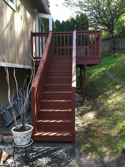 1. Deck1 West Deck 1 2. Deck Decking and Visible framing appeared in good condition overall. Guardrail appeared secure.