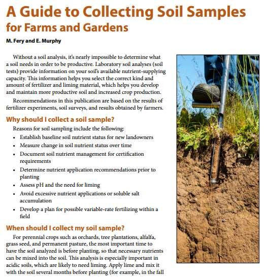 Soil sampling: collect representative samples, based