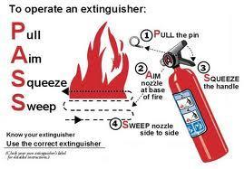 If you do try to operate an extinguisher, remember PASS.