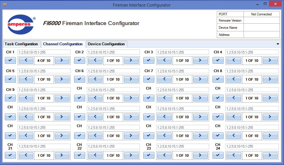 Device Setup (PC Interface) 2. Channel Configuration There are 24 boxes, with each represent an input channel.