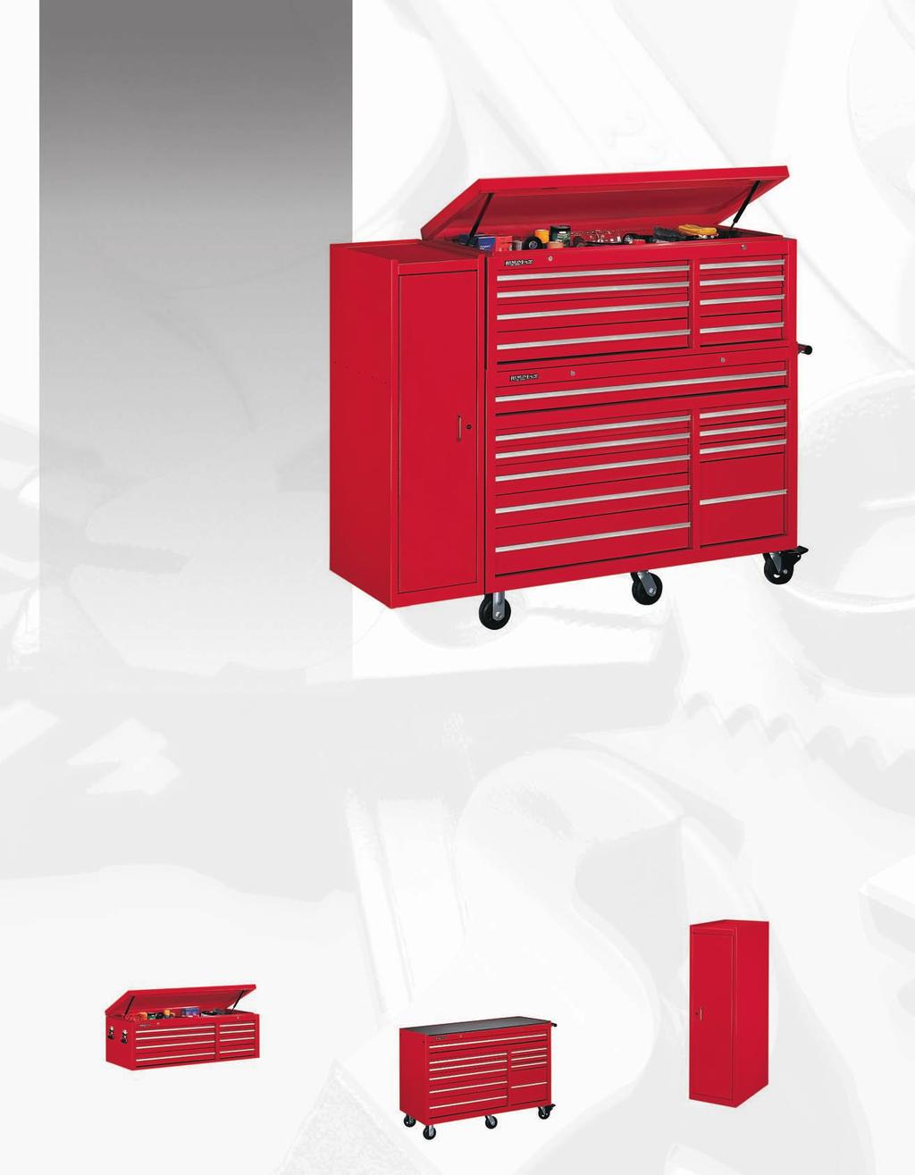 56 Mega Wagon Tool Center 3 piece set Virtually a tool room on wheels. Heavy gauge, all steel, double wall construction supports heaviest loads.