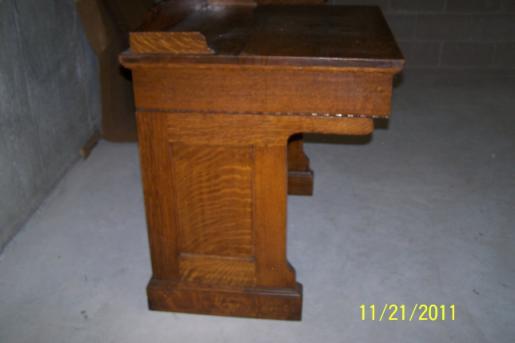 item. These oak office desks date from 1875-1890's.