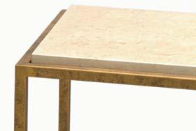LISBON side table Textured Bronze with burr walnut top.