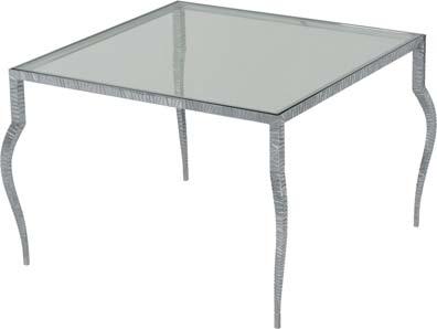 console table Polished Nickel with smoked oak top.