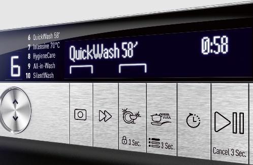 AUTO PROGRAMME The sensor management system detects the amount of dishes and degree of dirt of the dishes and automatically applies the most suitable wash programme.