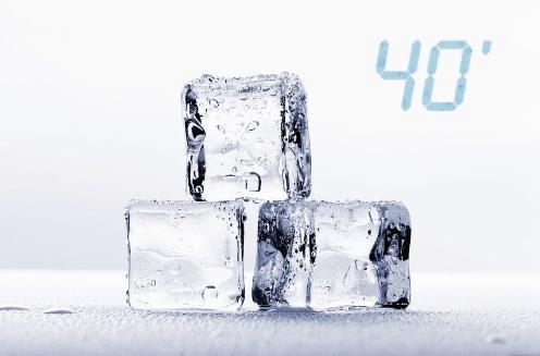 FAST ICE MAKING From water to ice cubes in under an hour.