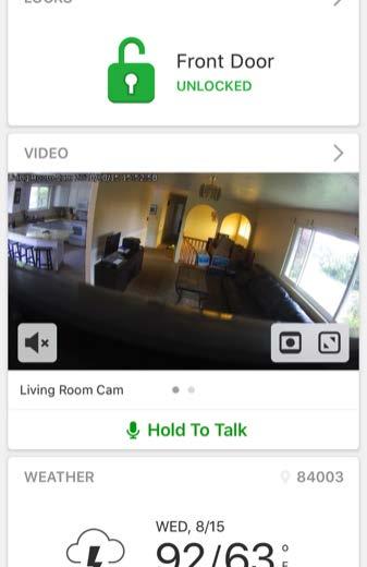 USING YOUR SYSTEM: LIVE VIEW WITH AUDIO Live View with Audio Listen in and speak to any room in the house using the Qolsys Live View with