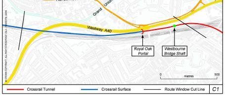 9.3 Royal Oak & Westbourne Bridge Shaft (Window C1) Significant Characteristics of Site and Surrounding Area 9.3.1 The permanent and temporary land acquisition area comprises mainly old rail related
