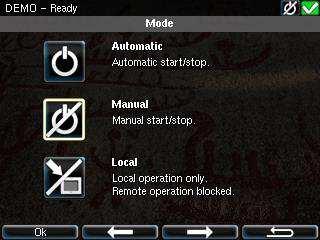 Automatic Mode The DCU accepts external automatic start- and stop commands, as well as remote start- and stop commands.