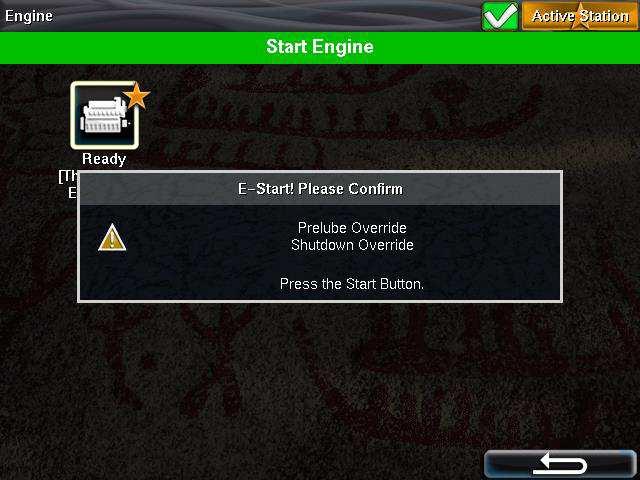 E-START If the DCU is configured for it, an Emergency Start option is available in the Start dialog. Stop Engine Press the Stop button. The Stop Engine dialog as shown below or similar is displayed.