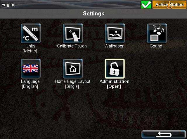 SETTINGS This Setting menu has a subset of less used user settings. Button Beep Toggle this to enable or disable the button beeps. Sound Configuration Units Select to toggle between Metric and U.S. units on this panel.