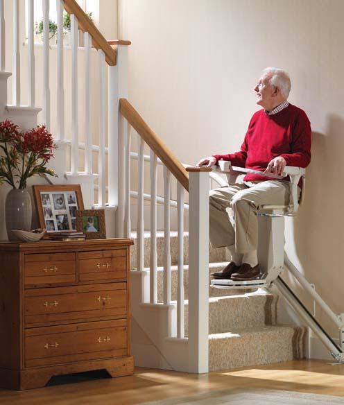 When at the top of the stairs, the footrest will stop level with