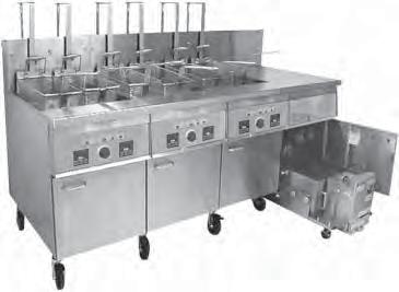 FRYERS Filter Systems Casters on Fryer Optional Safe & Easy Central Filter STANDARD FEATURES Available for all Keating floor model fryers - gas or electric Same height and depth as adjoining fryers