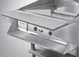 Gas GRIDDLES Belly Bar option- Stainless Steel Cutting Boards - 8" deep in Richlite or 14 gauge Stainless Steel options Plate Shelf option - Shown with Richlite Cutting Board FT = Front Trough 42x30
